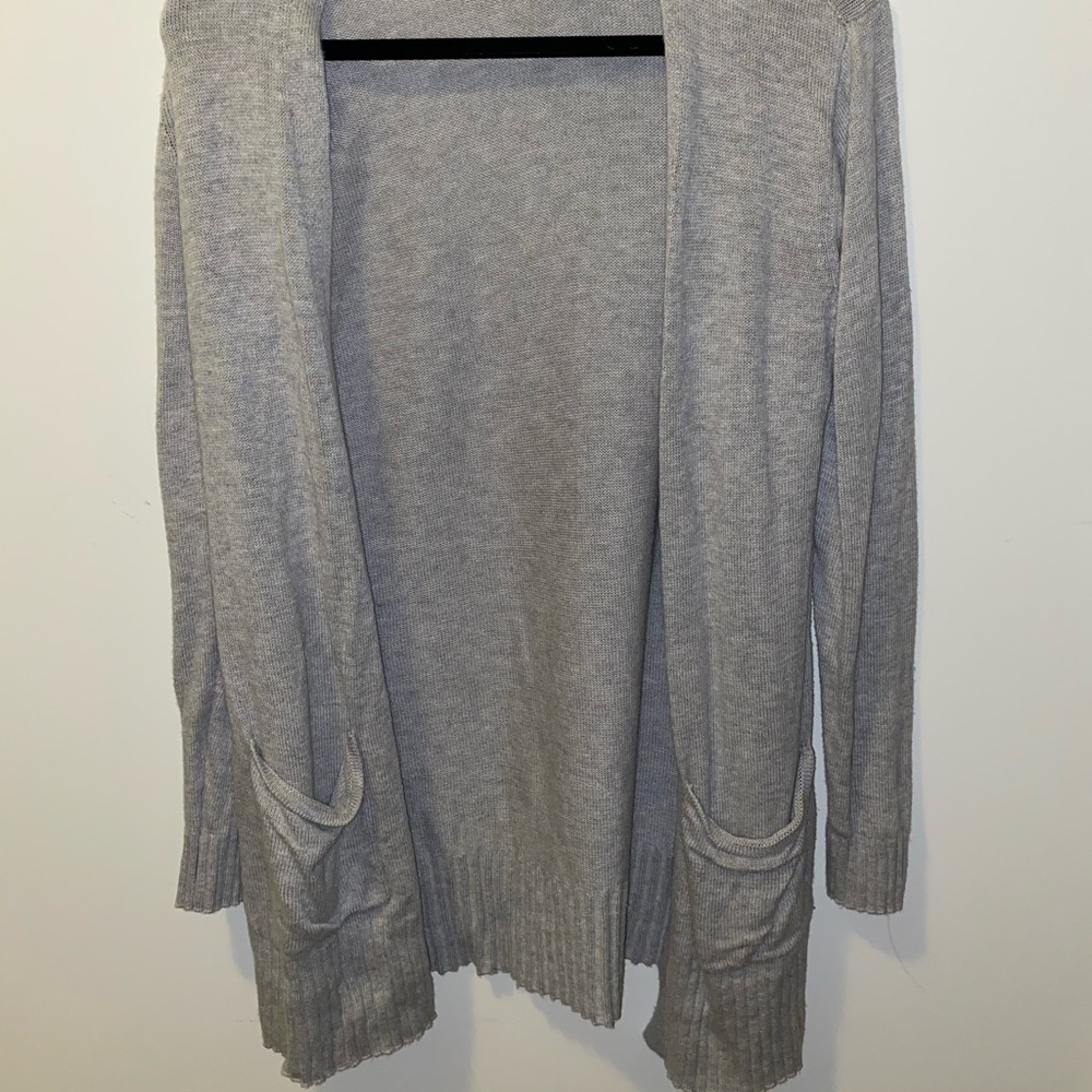 grey cardigan